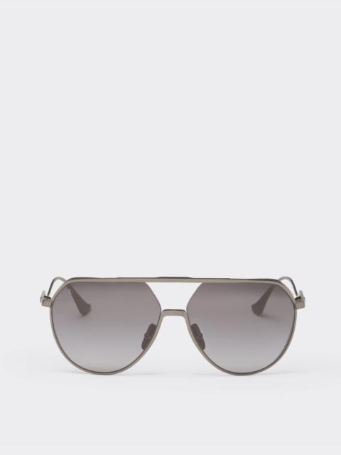 Ferrari Ferrari sunglasses in matt gunmetal grey titanium with polarised grey gradient lenses
