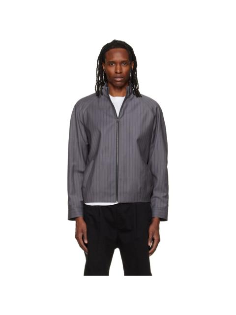 HUGO Gray Slim-Fit Chalk-Stripe Virgin Wool Jacket