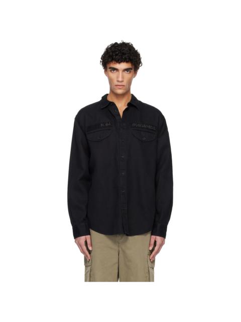 DSQUARED2 Black Denim Military Shirt