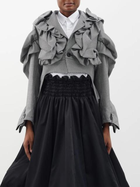 Noir Kei Ninomiya Cropped ruffled houndstooth wool-blend tailcoat