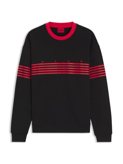 HUGO RELAXED-FIT SWEATSHIRT IN COTTON TERRY WITH PRINTED STRIPES
