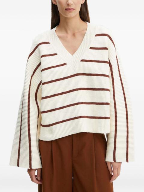 GESTUZ striped v-neck sweater