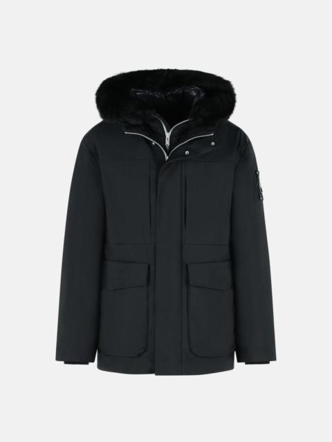 MOOSE KNUCKLES 'VOLTAIRE 3Q' BLACK NYLON BLEND DOWN JACKET