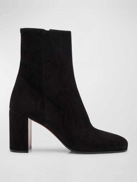 Suede Block-Heel Ankle Boots