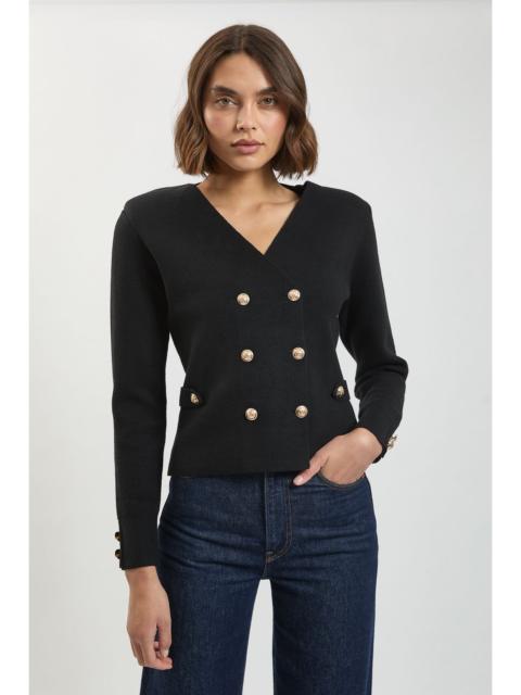 KAREN MILLEN Wool Look Military Double Breasted Knitted Cardigan