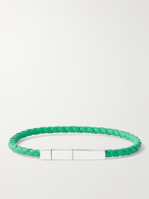 Bottega Veneta Braided Leather and Sterling Silver Bracelet