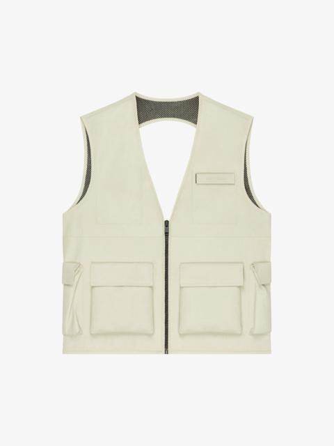 Givenchy SLEEVELESS CARGO JACKET IN LEATHER