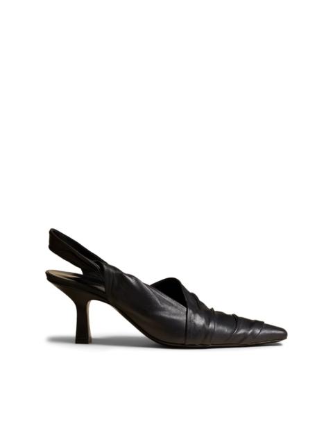 Water pointed-toe leather pumps