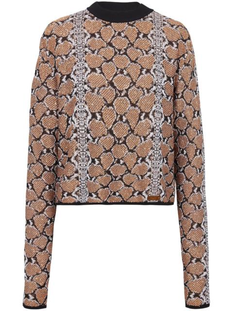 snakeskin-jacquard jumper