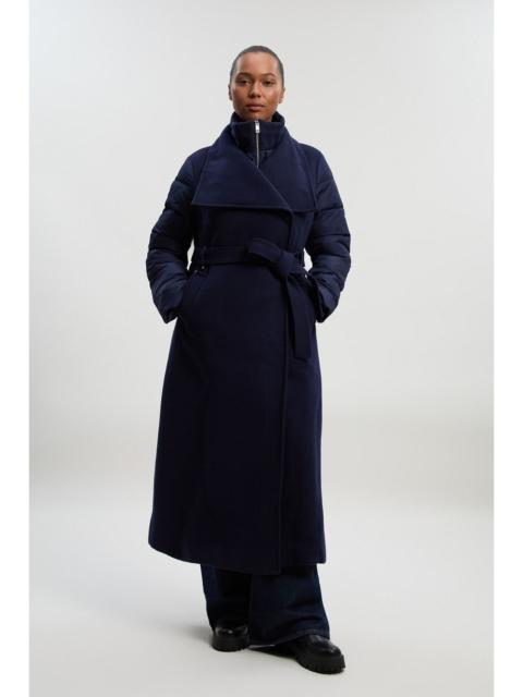 KAREN MILLEN Plus Size Wool Blend Hybrid Puffer Belted Midi Coat
