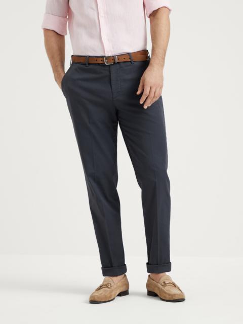Brunello Cucinelli Garment-dyed Italian fit trousers in American Pima comfort cotton gabardine
