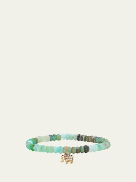 SYDNEY EVAN 14K Diamond Mini Elephant Charm on Opal Bracelet