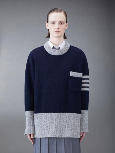 Thom Browne Baby Cable Donegal 4-Bar Oversized Crew Neck Pullover