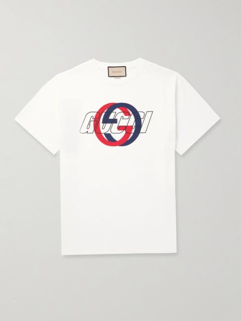 GUCCI Logo-Print Cotton-Jersey T-Shirt White