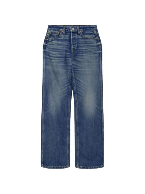 RE/DONE whiskered high-rise straight jeans