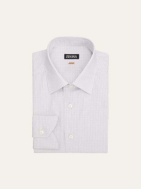 ZEGNA Men's Micro-Plaid Cotton Dress Shirt
