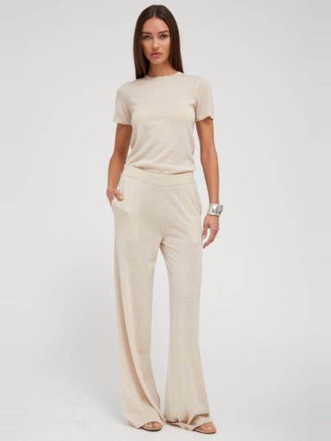 SPRWMN LATTE ULTRA FINE CASHMERE WIDE LEG PANTS