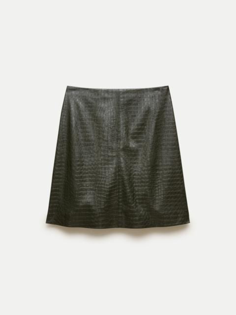 J.CREW Fairfax skirt in croc-embossed leather