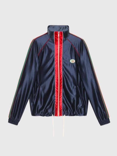 Shiny jersey jacket with Web