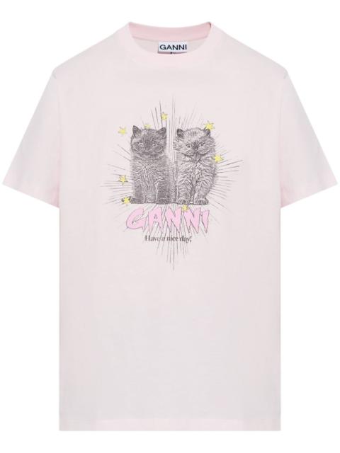 GANNI cats-print T-shirt