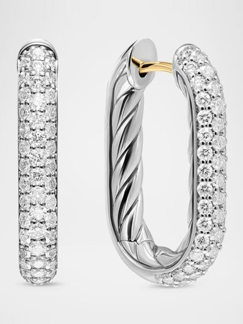 DAVID YURMAN DY Madison Cable Hoop Earrings with Diamonds in Silver, 1"L