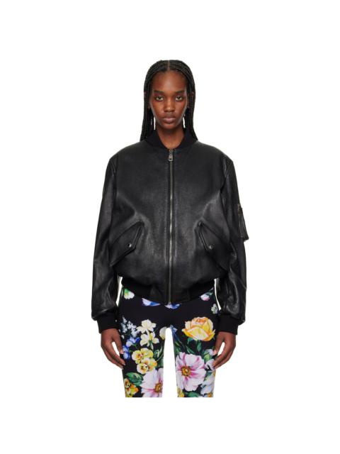 Dolce & Gabbana Black Nappa Leather Bomber Jacket