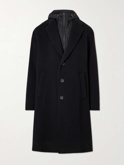 Padded Shell-Trimmed Wool-Blend Hooded Coat