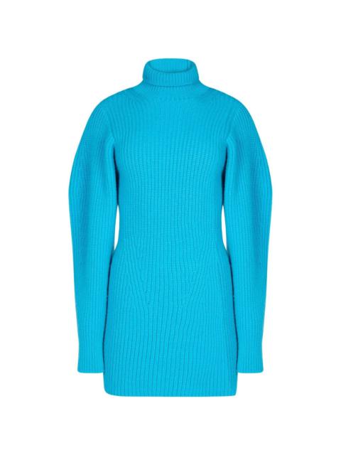 ribbed-knit long-sleeve dress