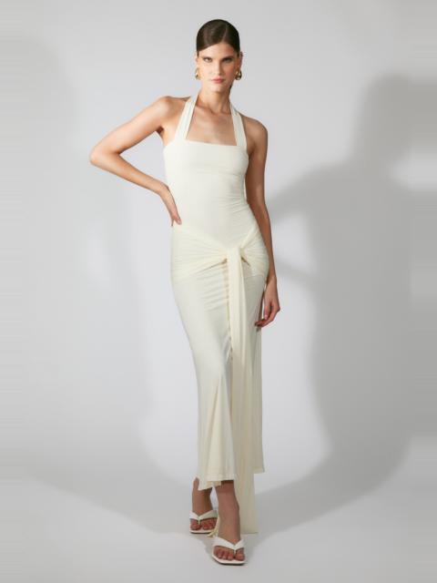 BARDOT Emilia Tie Front Halter Dress In Ivory