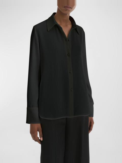 Pearly Long-Sleeve Button-Front Shirt