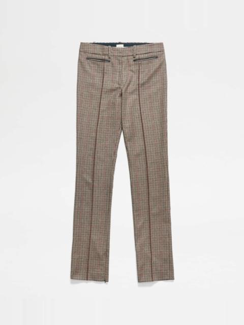 Tod's MIXED WOOL TROUSERS - RED, BLUE, BROWN