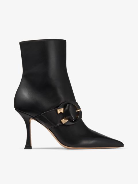 Magik 90
Black Nappa Leather Pointed-Toe Ankle Boots with C-Buckle