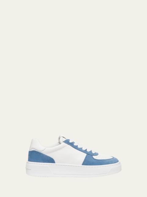 Stuart Weitzman Mixed Leather Courtside Low-Top Sneakers