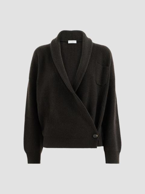 Brunello Cucinelli Women's Cashmere English Rib Cardigan - Coffee