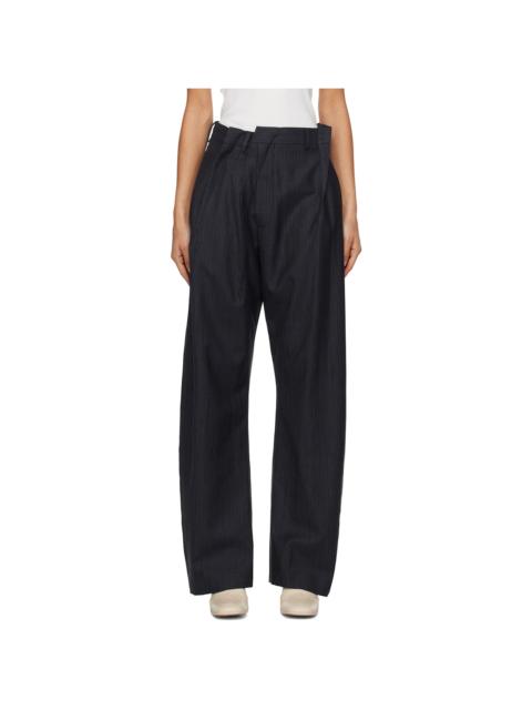 MM6 Maison Margiela Black Pinstripe Wool Trousers
