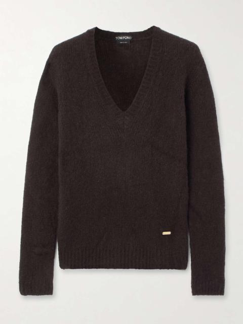 Cashmere and silk-blend sweater Brown