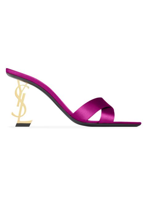 SAINT LAURENT Women's Opyum Mules in Satin Crepe - Fuchsia