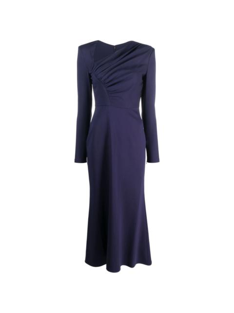 asymmetric long-sleeve midi dress