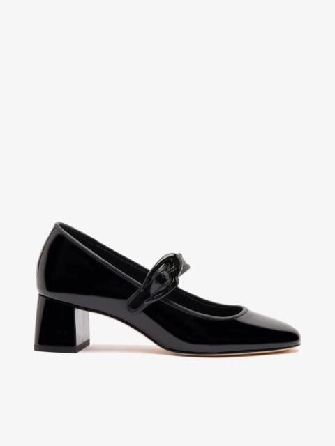 Larroudé Verona Block Pump In Black Patent Leather