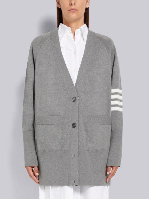 Thom Browne Light Grey Jersey Stitch Cotton 4-Bar Exaggerated Fit Cardigan