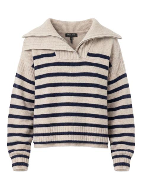 rag & bone striped zipped sweater