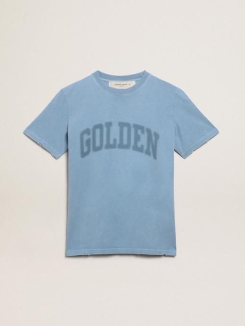 Golden Goose Women's harbor blue T-shirt with tone-on-tone Golden lettering