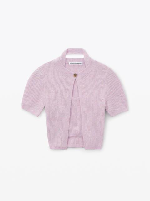 Alexander Wang LAYERED SHORT SLEEVE CARDIGAN
