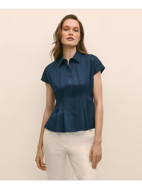 Brooks Brothers Supima® Cotton Sateen Pleated Peplum Shirt