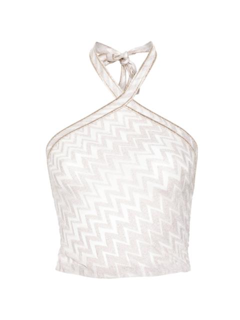 zigzag-woven halterneck top