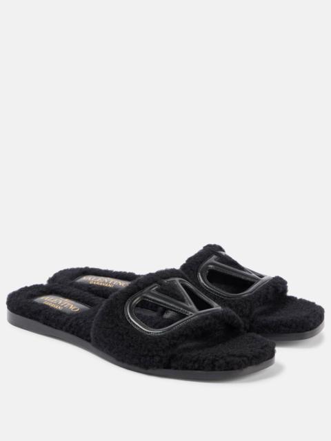 Valentino VLogo cut-out faux-shearling slides