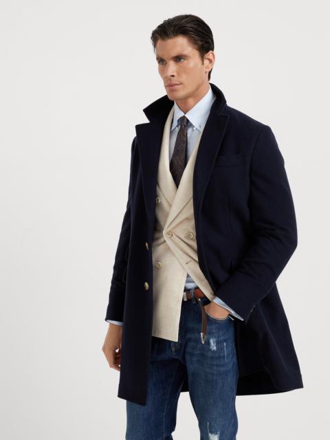 Water-resistant lightweight cashmere overcoat