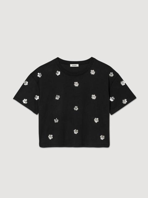 Sandro FLOWER SEQUIN T-SHIRT