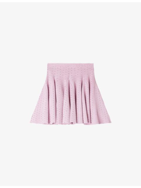 Sandro Rhinestone-Embellished Knitted Mini Skirt