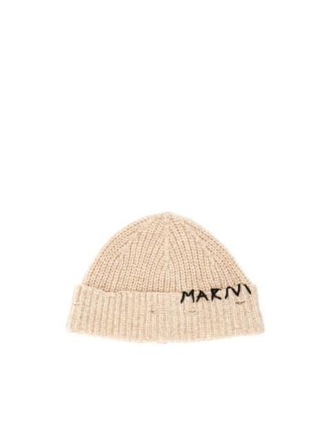 Marni logo-embroidered beanie hat